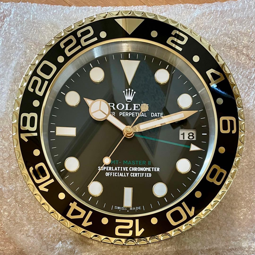 GMTマスターII ロレックス 海外販促品 掛け時計 ゴールド／ブラック
