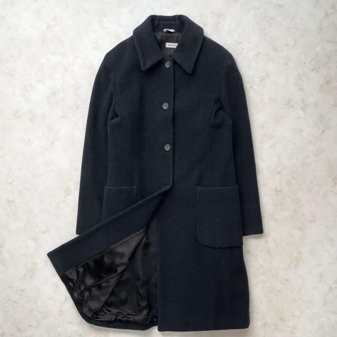 Max Mara　ステンカラーコート ウールコート　チャコールグレー　40 L