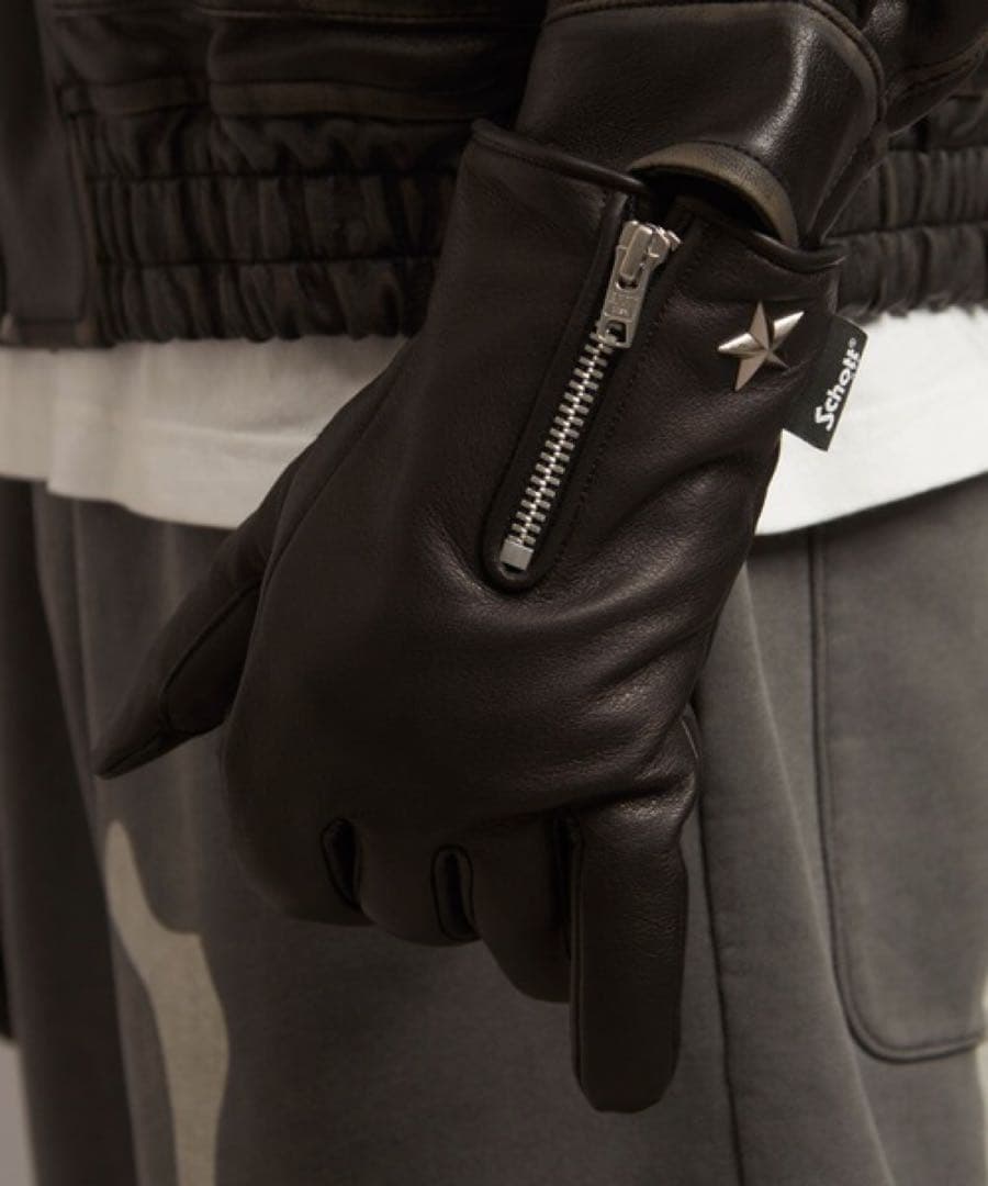 Schott ショット 手袋 グローブ レザー ジップ ワンスター冬用　ボア付き