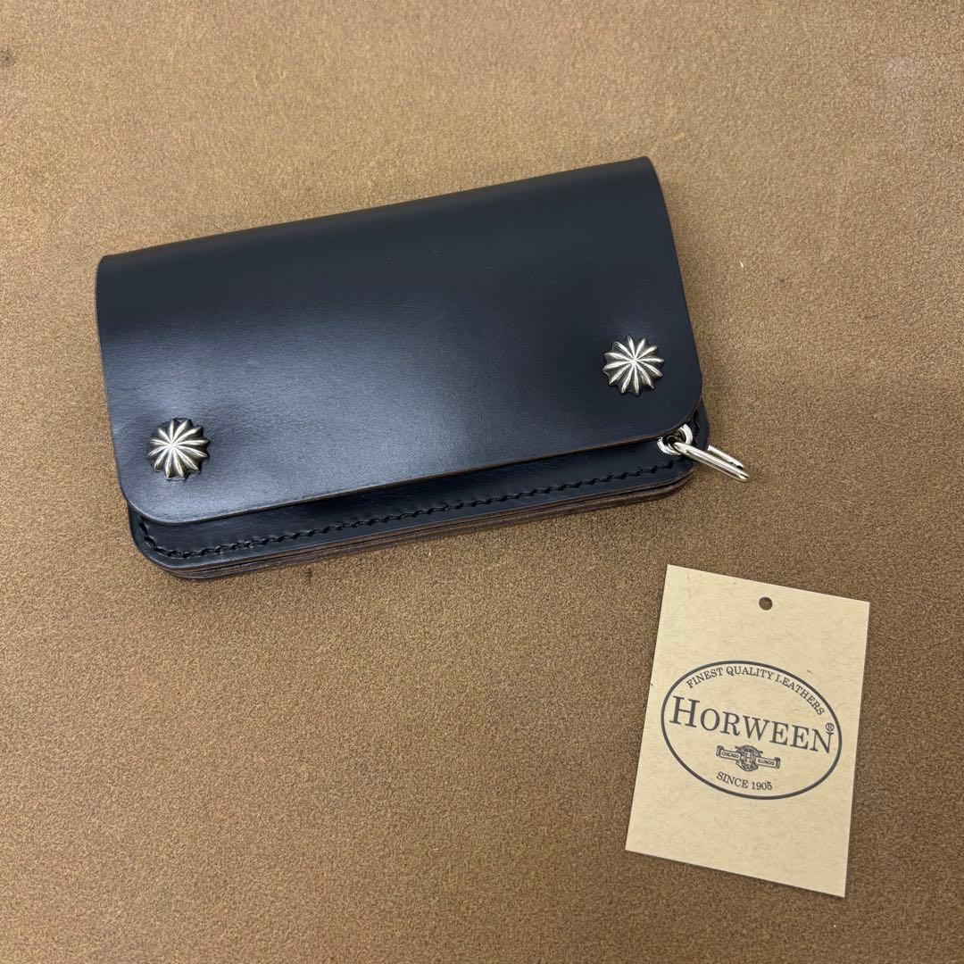 クロムエクセル　トラッカーウォレット　ミドル　黒　茶心　3層　シルバー925