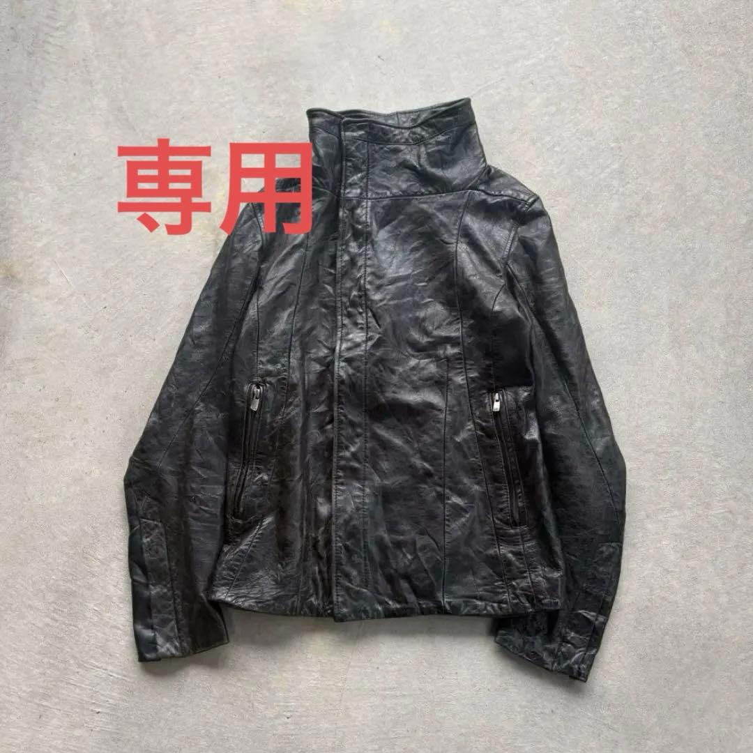 - archive leather jacket gimmick ハイネック