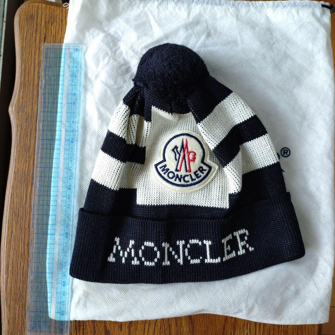 モンクレール MONCLER ニット帽・ワッチ　ブラック ボーダー ポンポン付