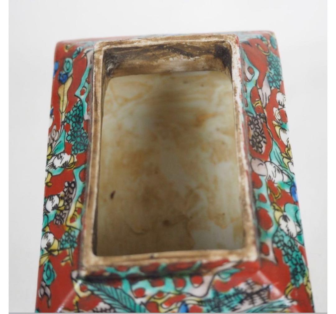 送料無料　青木木米 獅子紐百老図角香炉 箱付