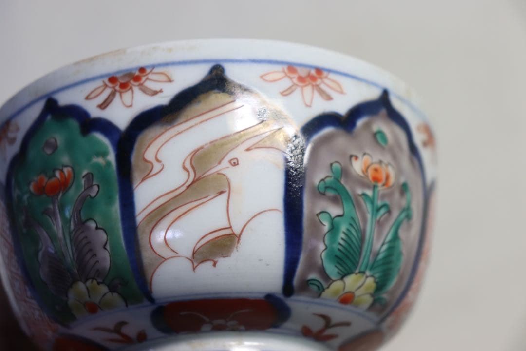 江戸　古伊万里　色絵蓋茶碗ペア　送料込み1107