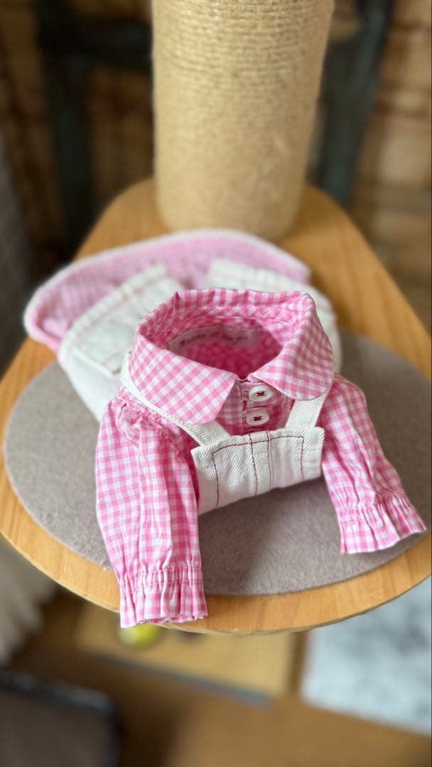 犬服 ギンガムワンピとエプロン