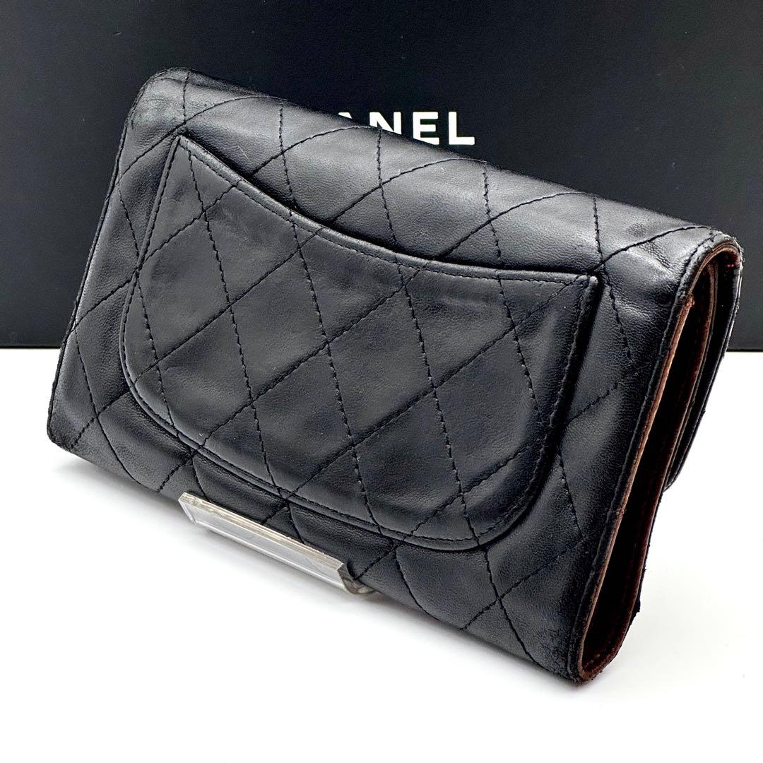 CHANEL シャネル マトラッセ ラムスキン 長財布 ココマーク 三つ折り