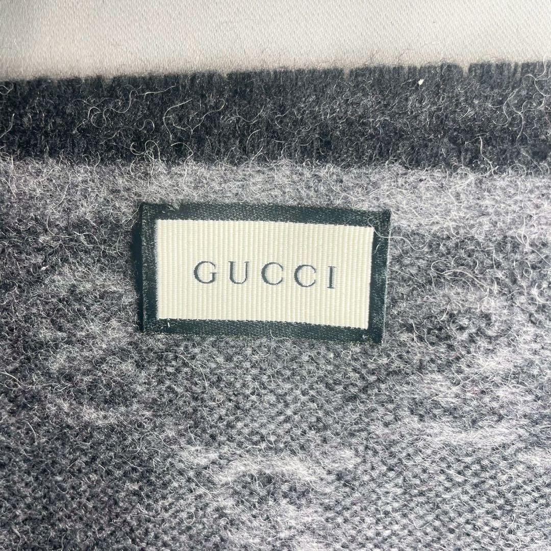 GUCCI グッチ マフラー グレー 570603 シェリーライン ダブルG