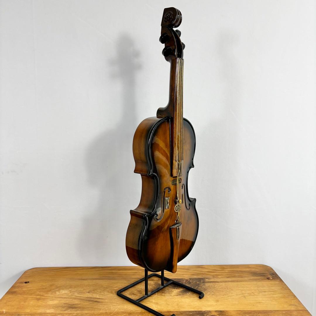 『極美品』　RHYTHM バイオリン型　時計　オルゴール　スタンド付き