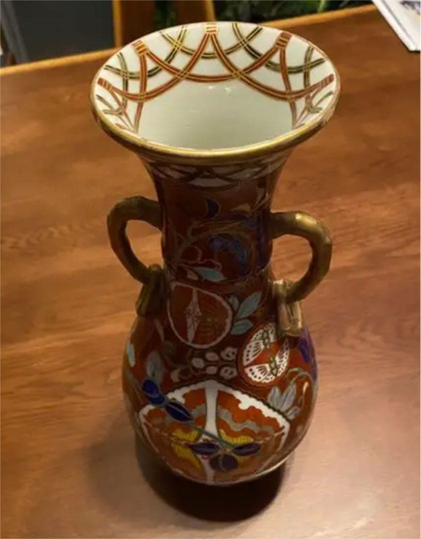 明治　深海墨之助　香蘭社　花瓶　図録掲載　年木庵喜三