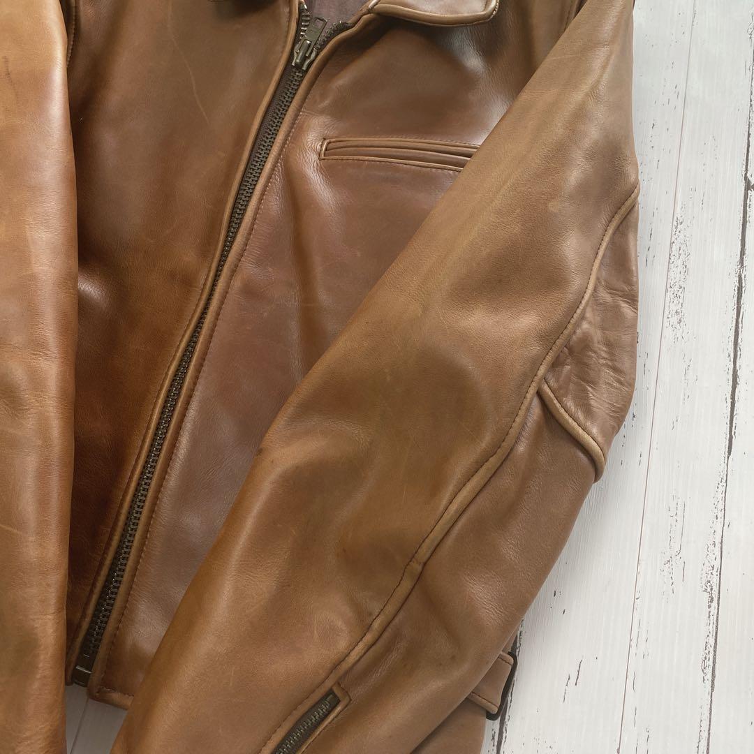 シングルライダース　レザー キャメル　TALON 牛革　ジャケット　ブラウン