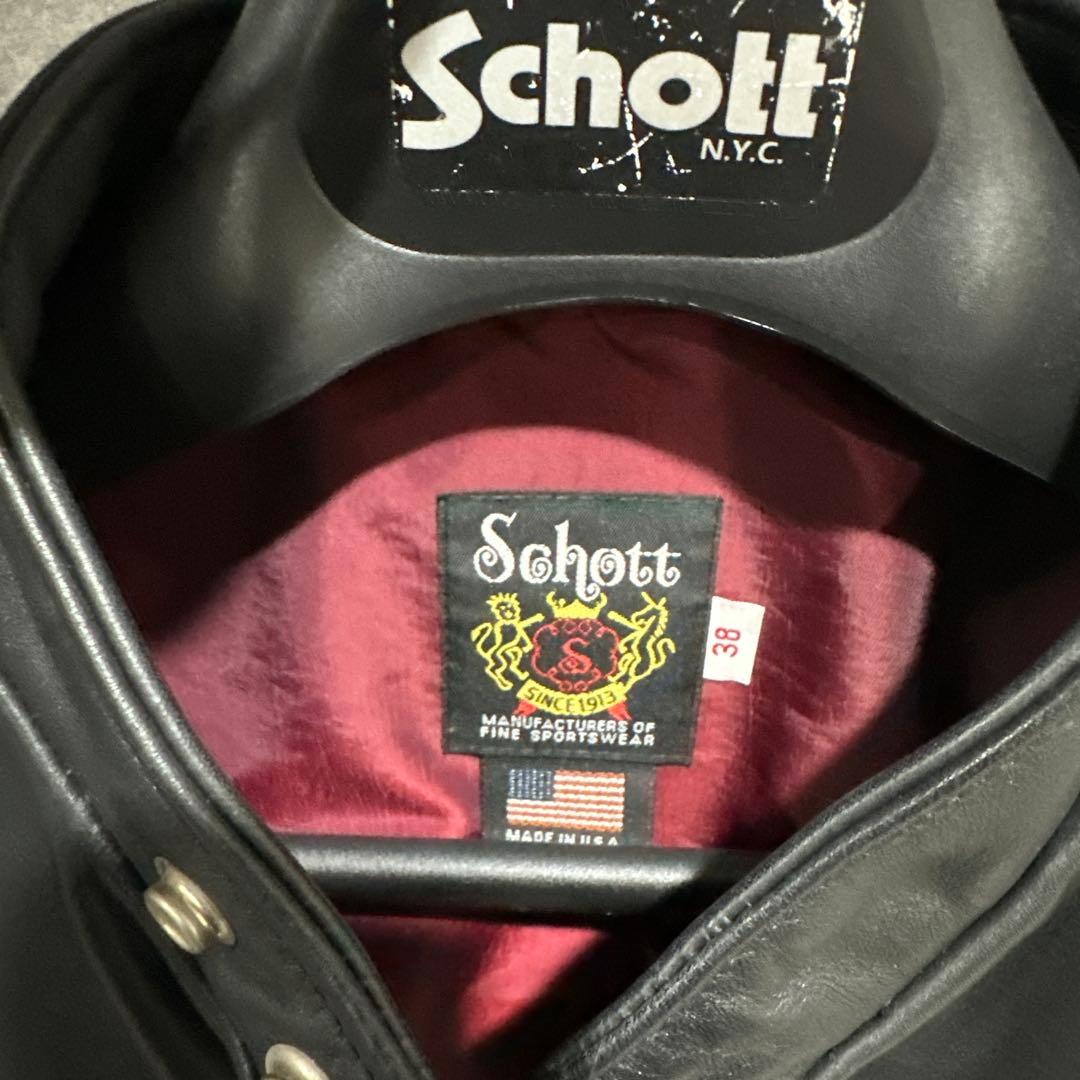 【ぺんた】Schott シングルライダースジャケット 38 ブラック