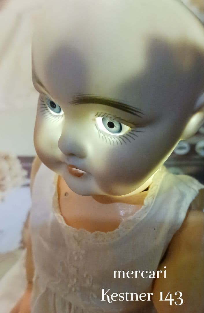 アンティークドール/ブルーの瞳色白の可憐で美しいケストナー143/Kestner