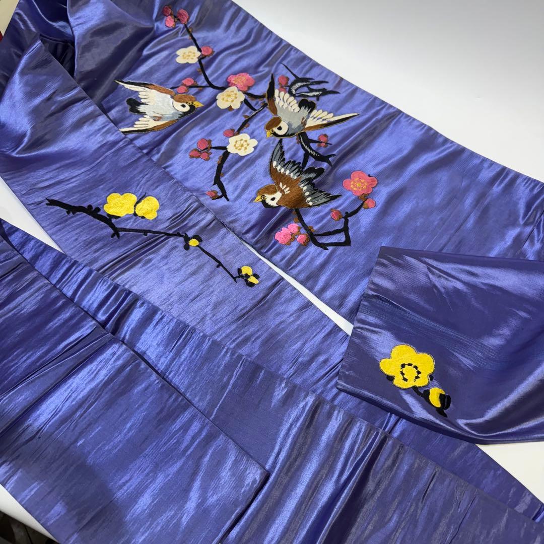 H*N様 雀　スズメ　アンティーク　名古屋帯　刺繍帯　紫　パープル　梅