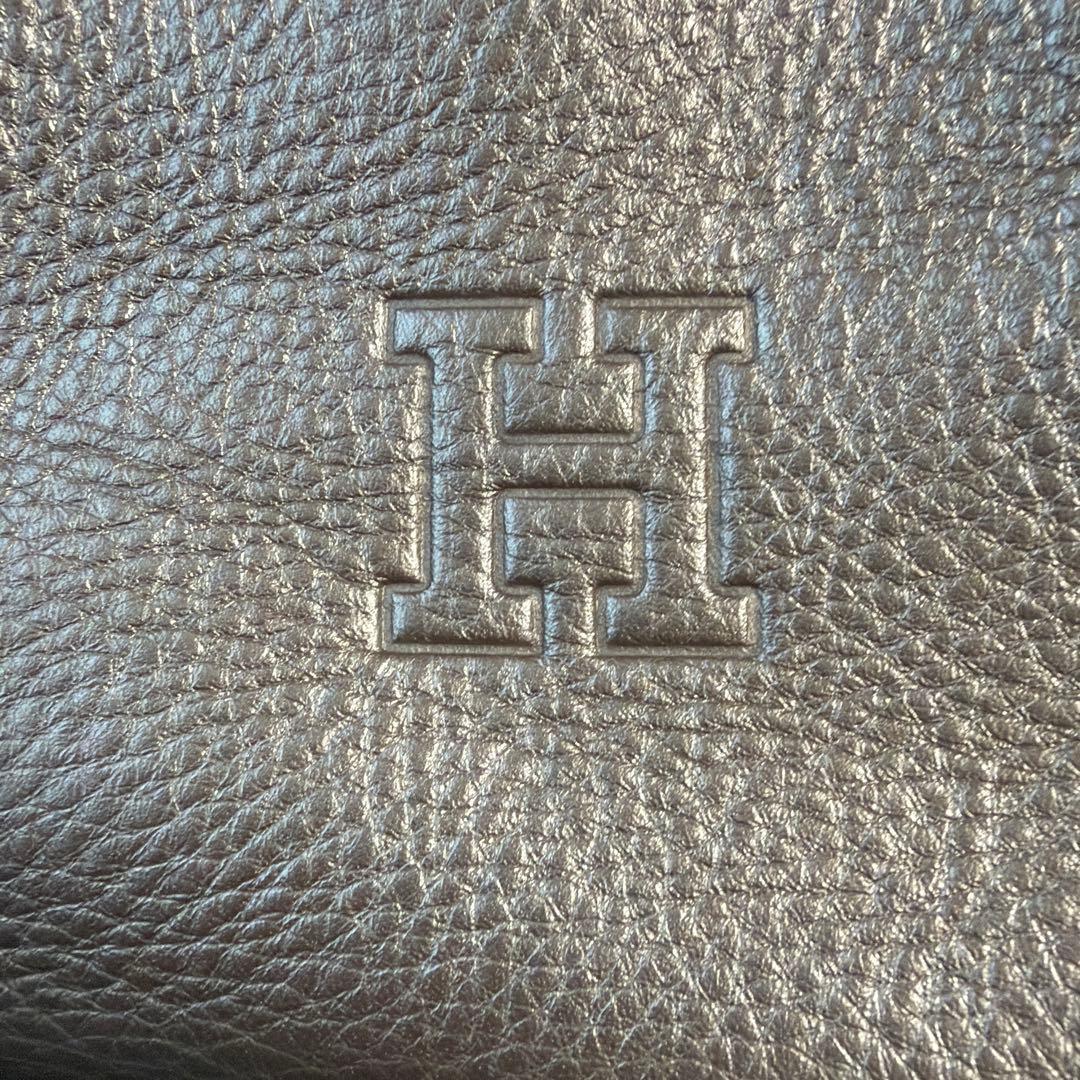 ヒロフ　メタリックゴールド レザー ハンドバッグ