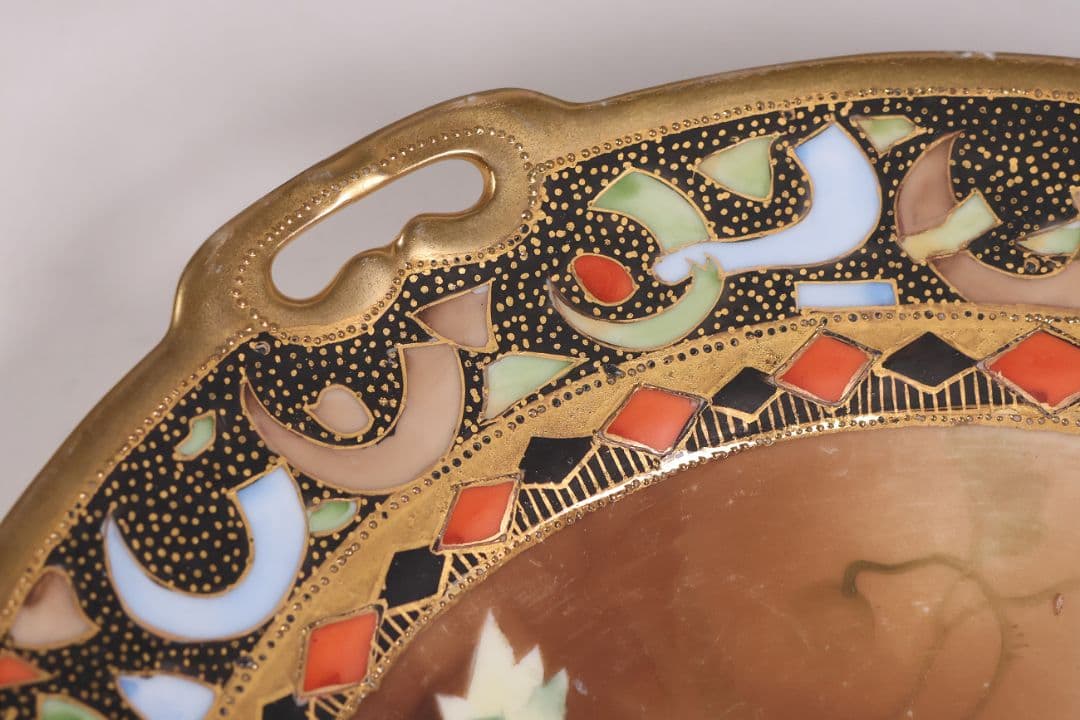 【CM289】オールドノリタケ 花図 プレート 26.5cm 明治 皿 陶磁器