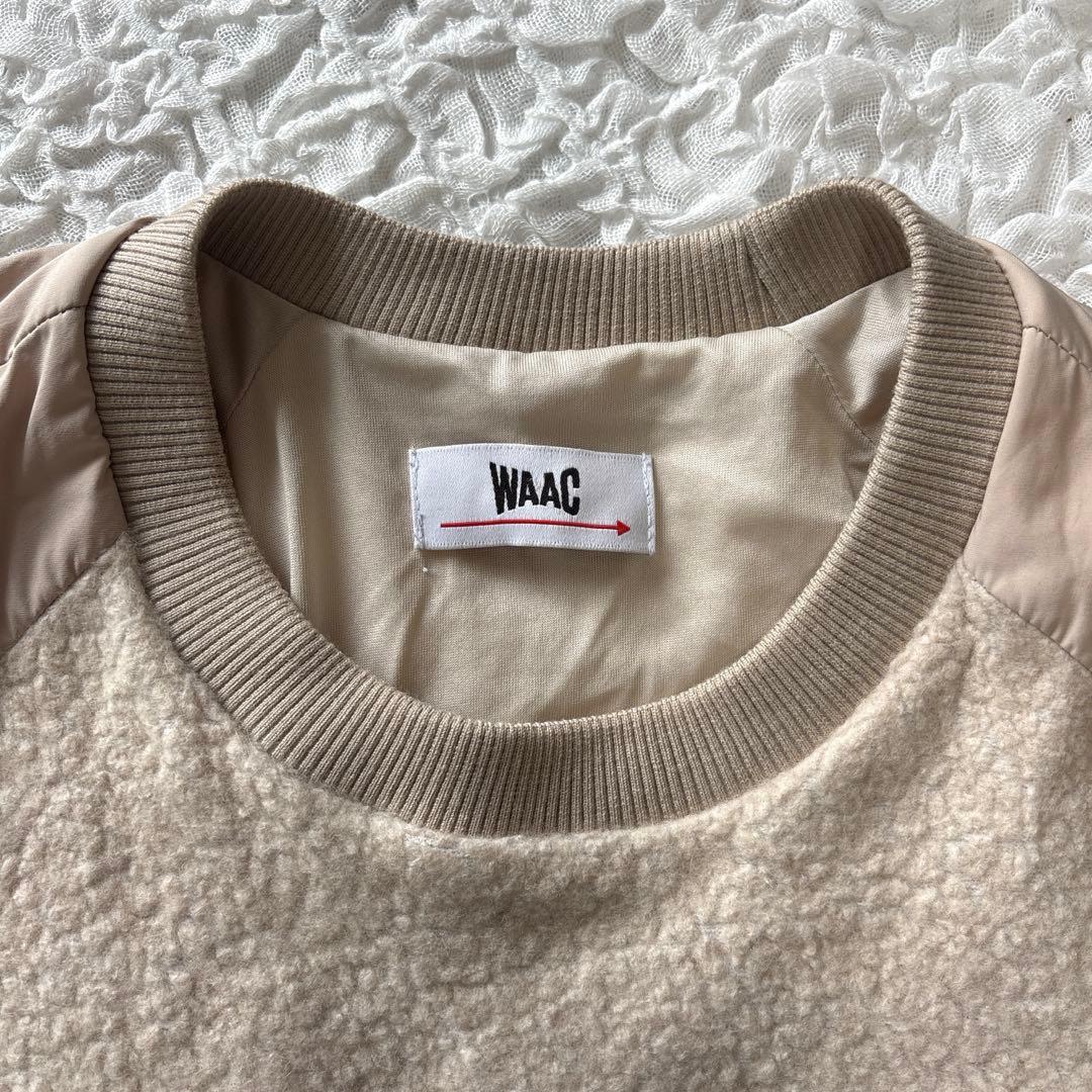 WAAC ウール ボア 異素材ドッキング プルオーバー 暖かい ワック 中綿