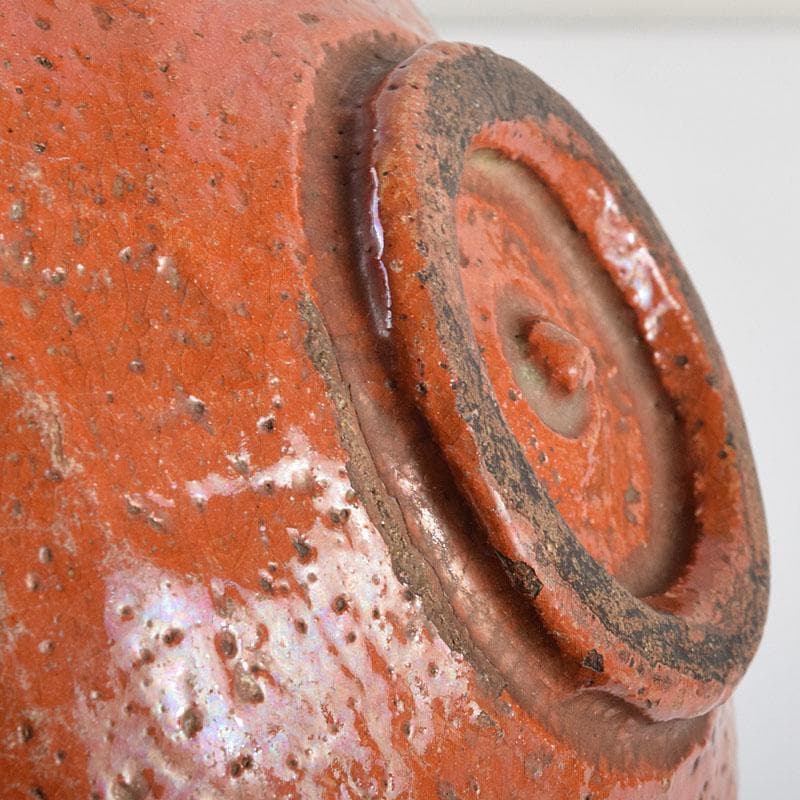 茶道具　楽吉左衛門　九代　了入作　赤楽茶碗　時代箱　V　R9379