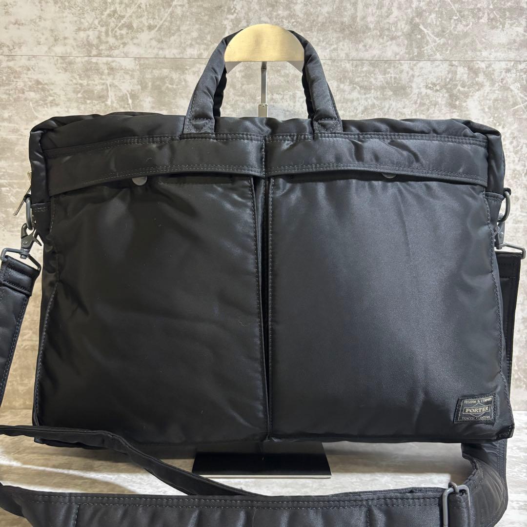 H208 美品✨ポーター　タンカー　ビジネスバッグ　2way ブラック　大容量