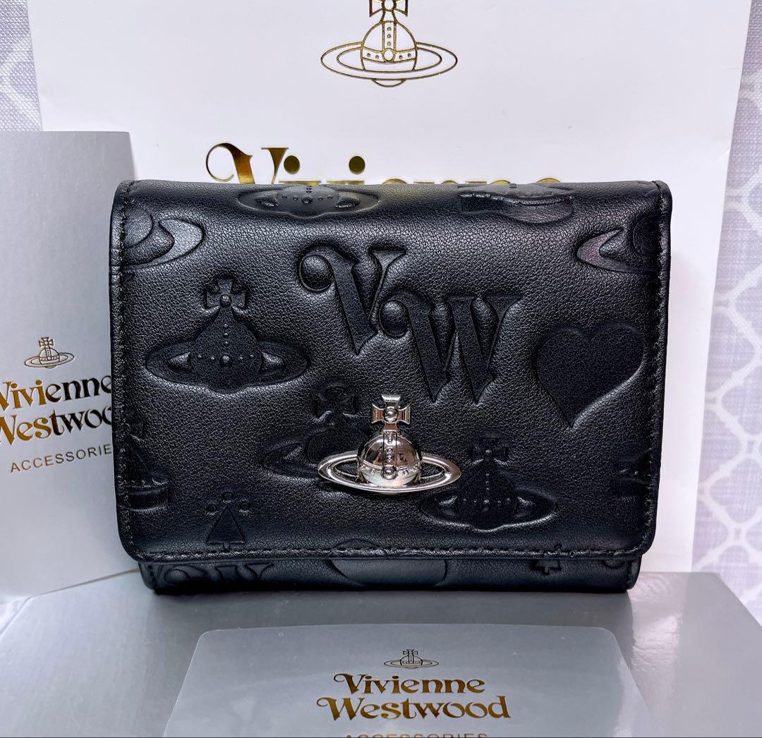 【新作✩内柄も素敵】Vivienne Westwood 三折財布 マットブラック