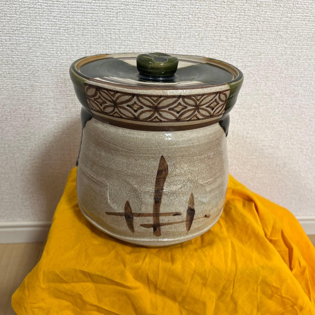 送料込 茶道具 水指 美濃焼 織部 松本鉄山 共箱入り