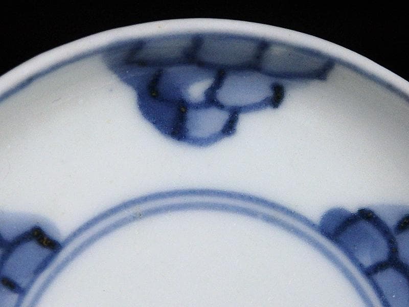 古伊万里　染付　平角繋ぎに五弁花の図　豆皿　A879AS-BWo