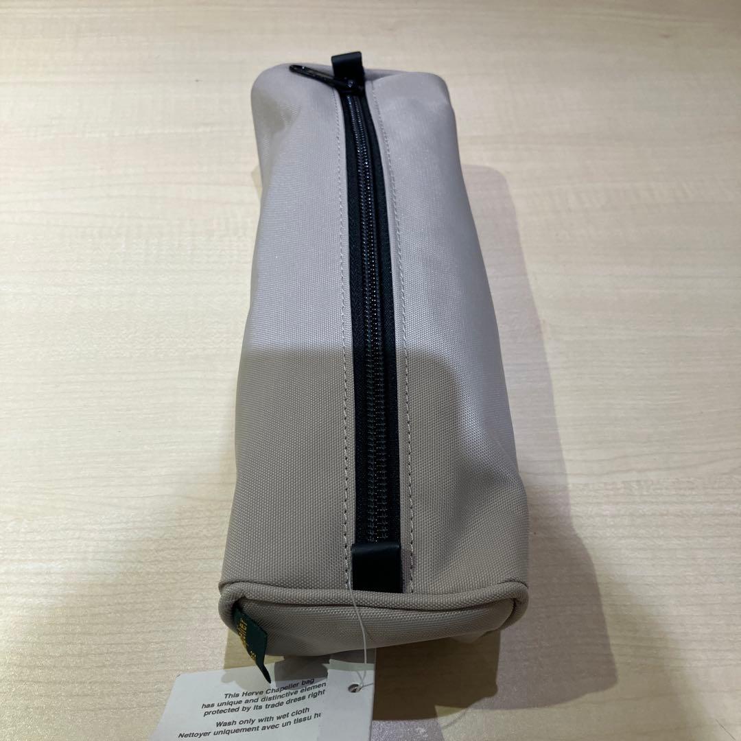 Herve chapelier ベージュ キャンバス ペンケース　円筒形