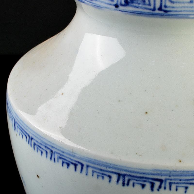 瀬戸焼　古瀬戸染付　巌手製　荒波文　花瓶　M　R7275F