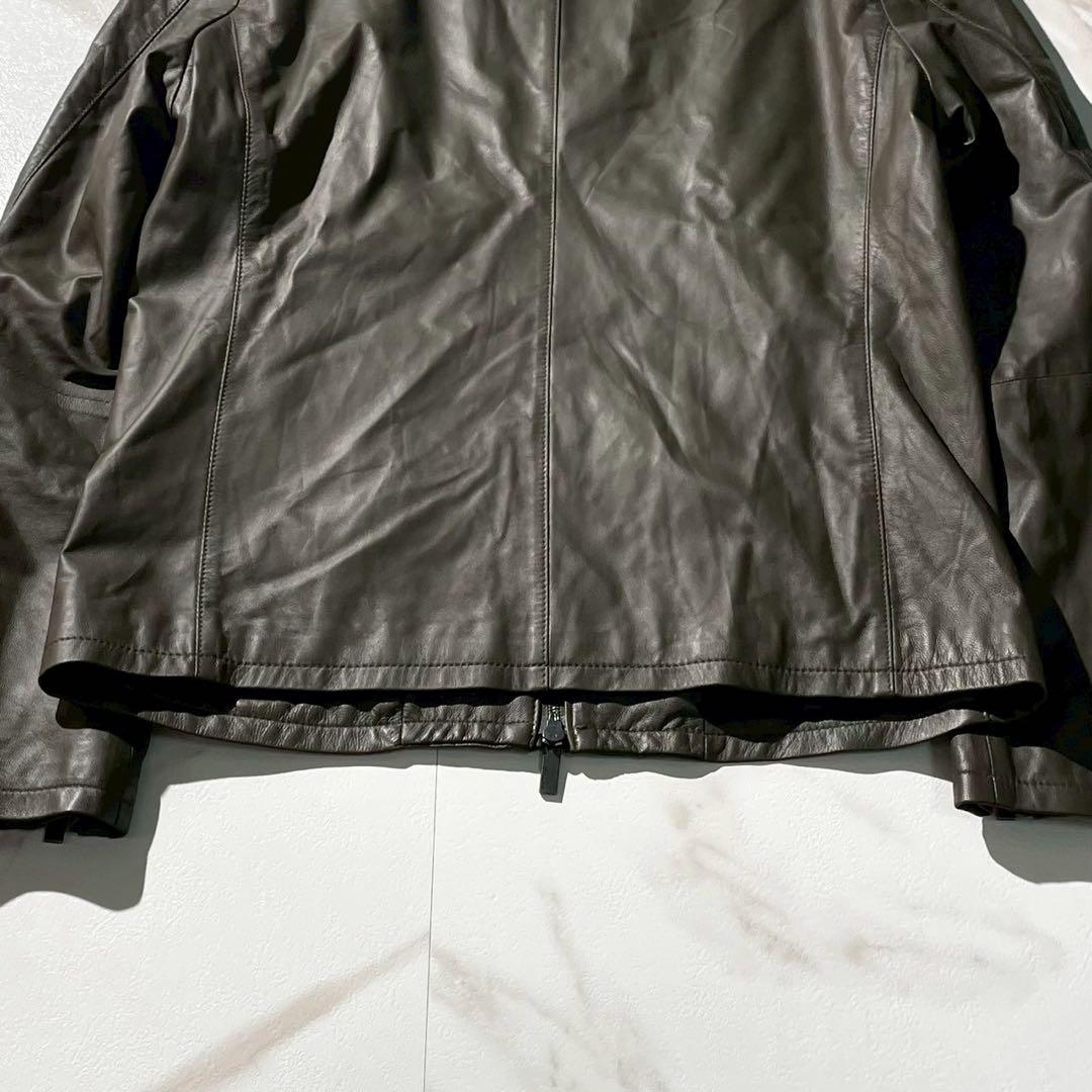 未使用タグ付✨JOSEPH 八の字ジップ 羊革 シングルライダースジャケット 緑