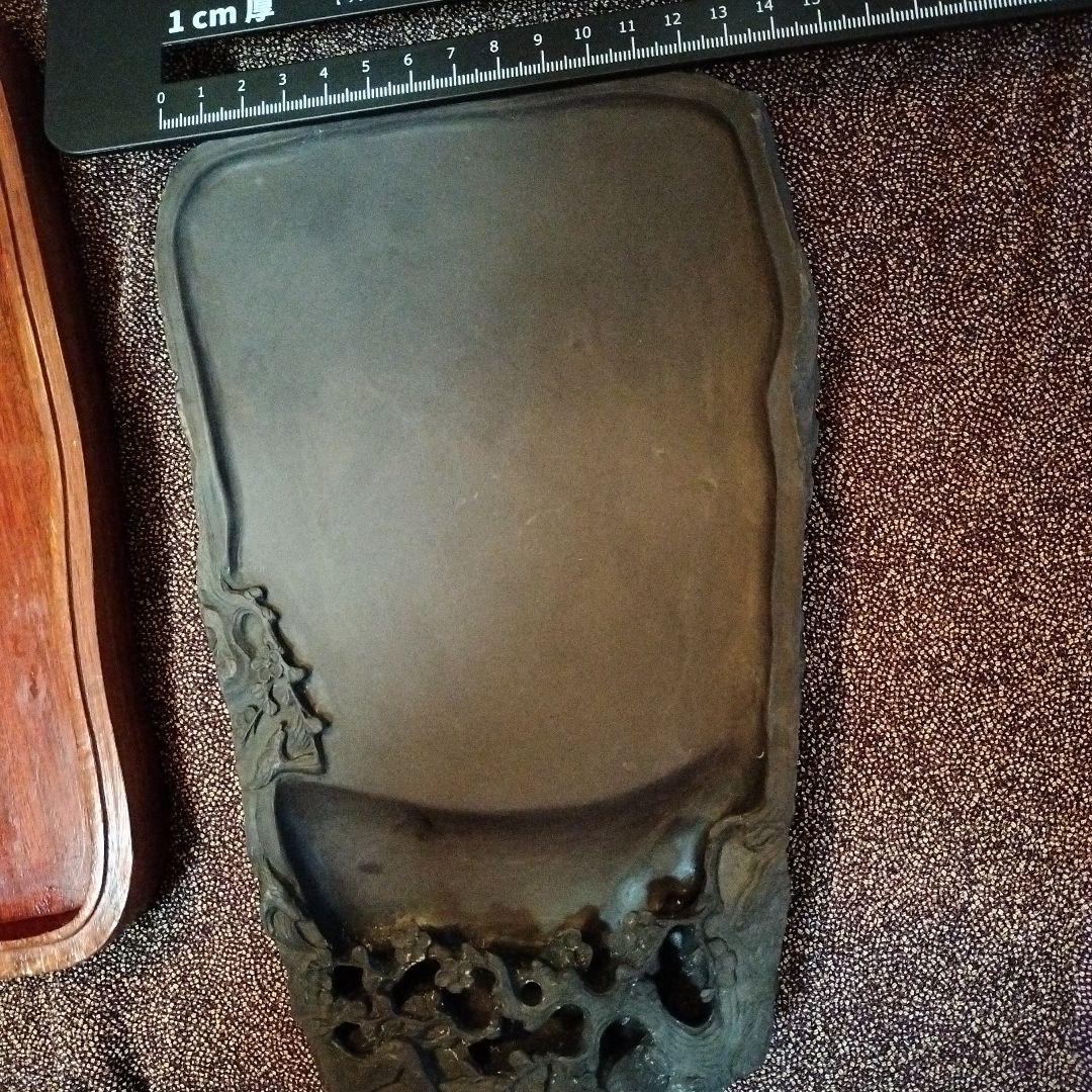 中国骨董【老坑仔巖極品龍雲古端渓硯石】旧家蔵コレクション貴重希少名品細工精密龍彫