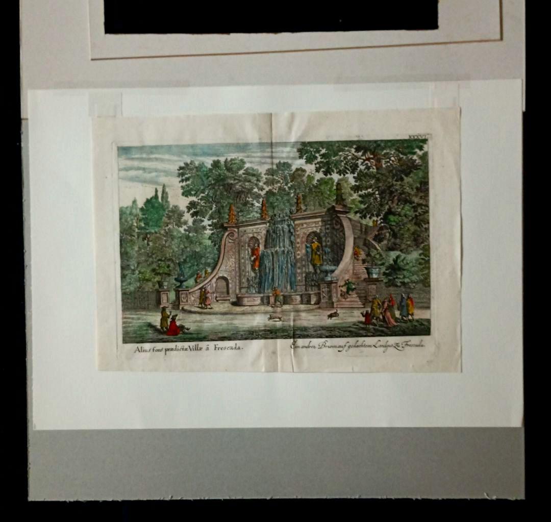 額装品　古典版画　1685年　FALDA 「Villa Frescada」ローマ