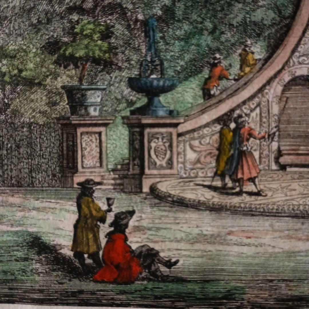 額装品　古典版画　1685年　FALDA 「Villa Frescada」ローマ