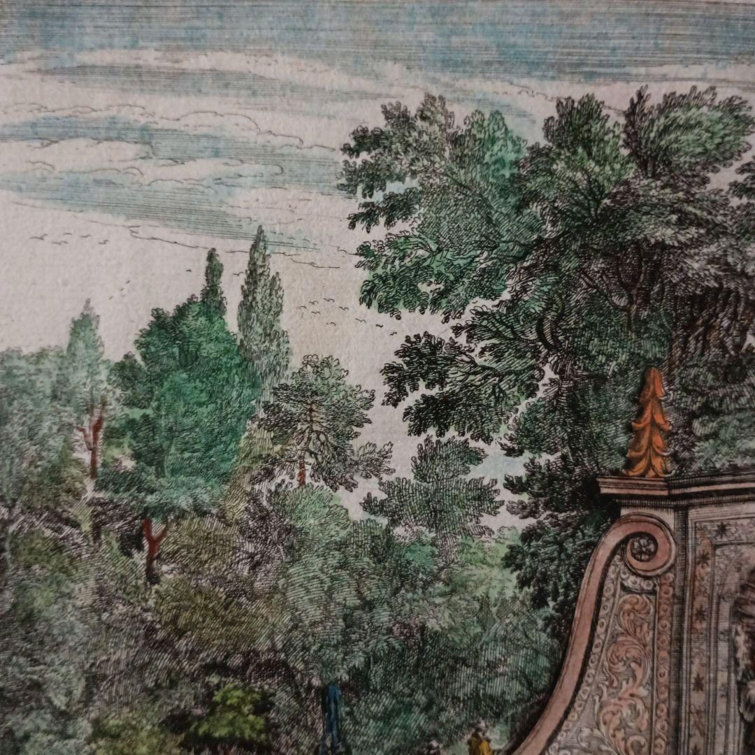 額装品　古典版画　1685年　FALDA 「Villa Frescada」ローマ