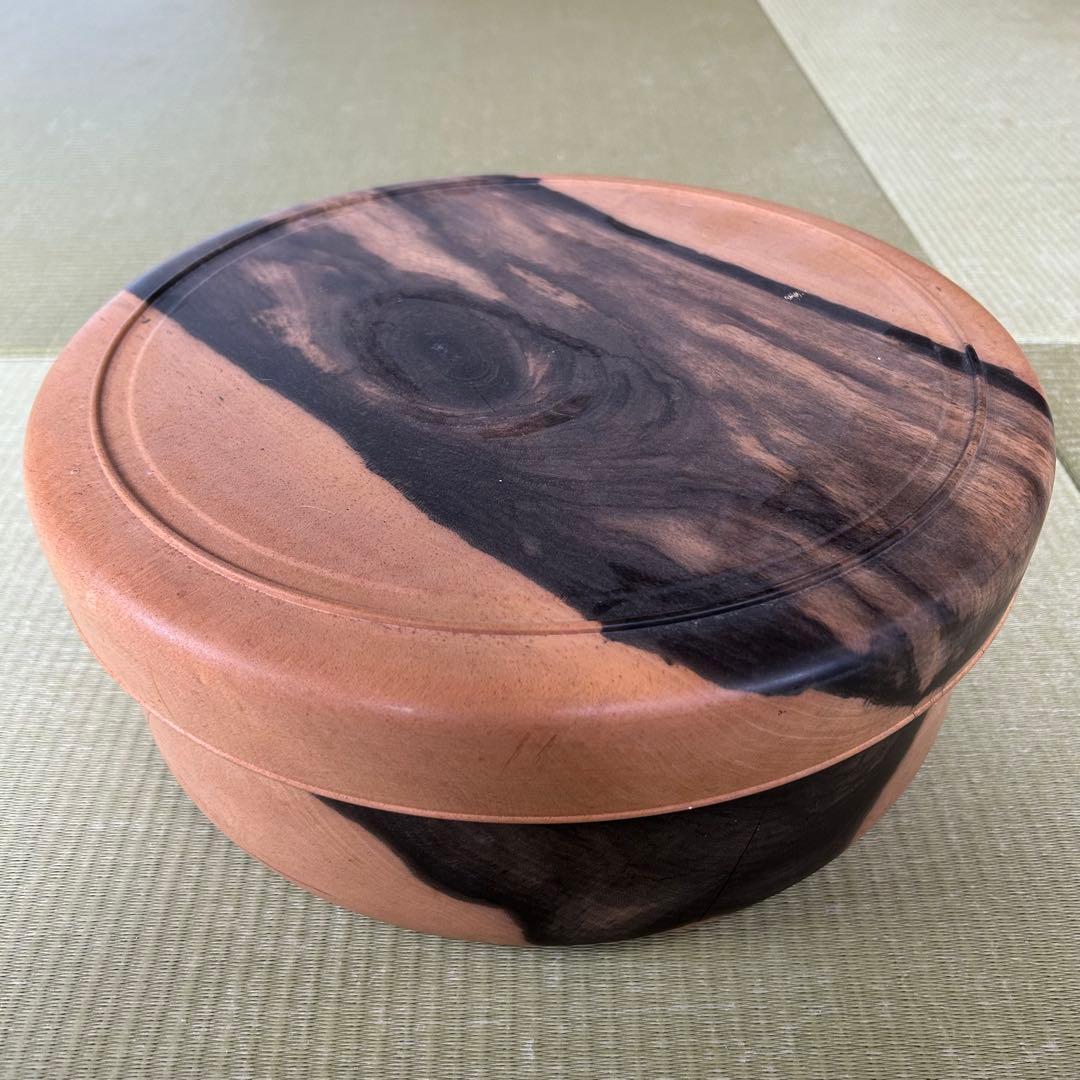 銘木 総黒柿無垢造 黒柿 茶櫃 茶びつ 取込盆