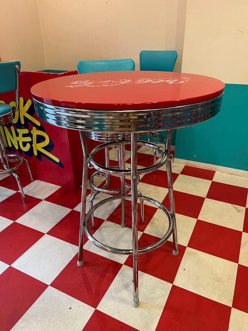 <NY> レトロ ダイナー風 赤いテーブル