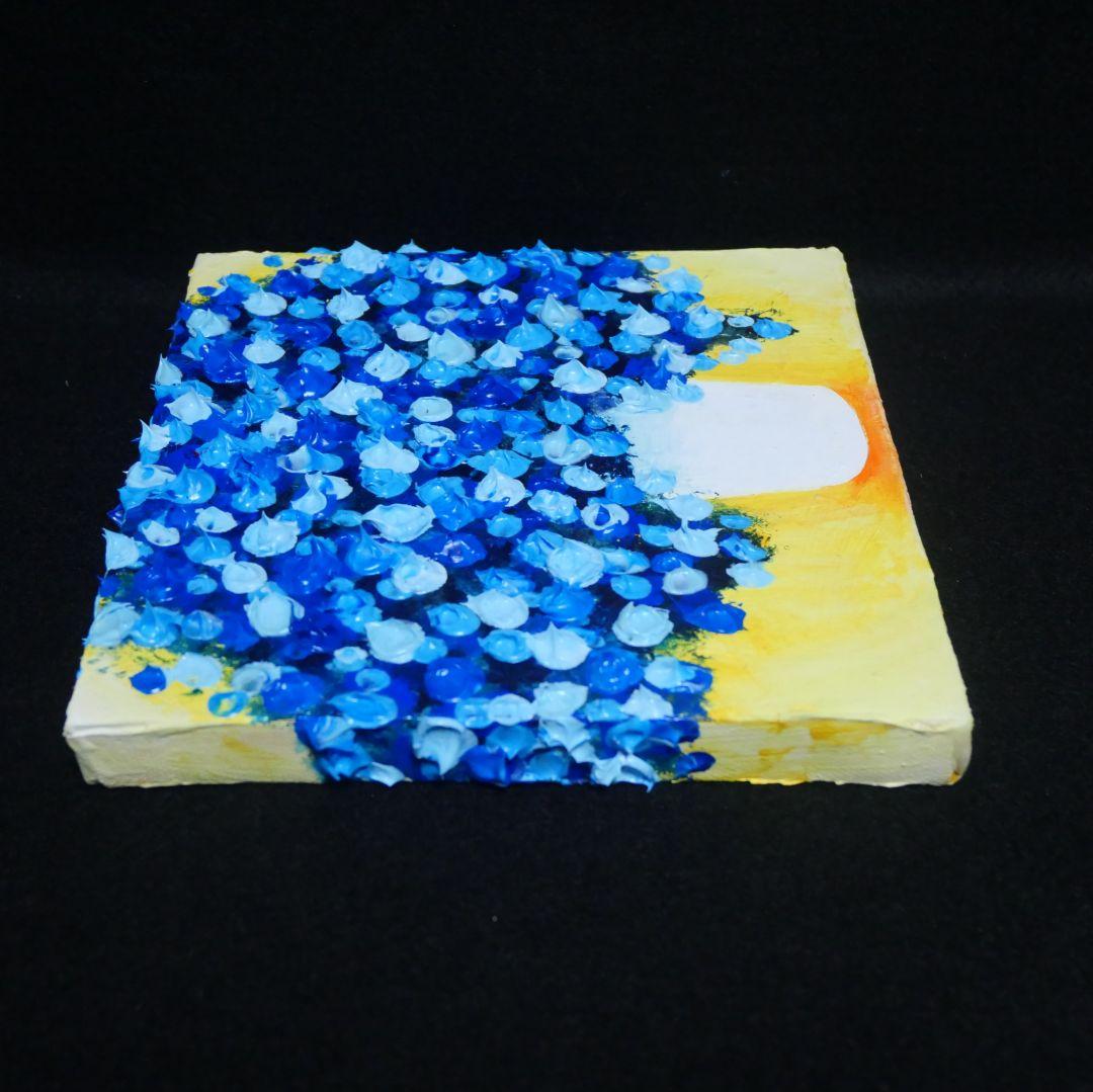 油絵 油彩 油彩画 絵画 アートパネル【青いかすみ草】