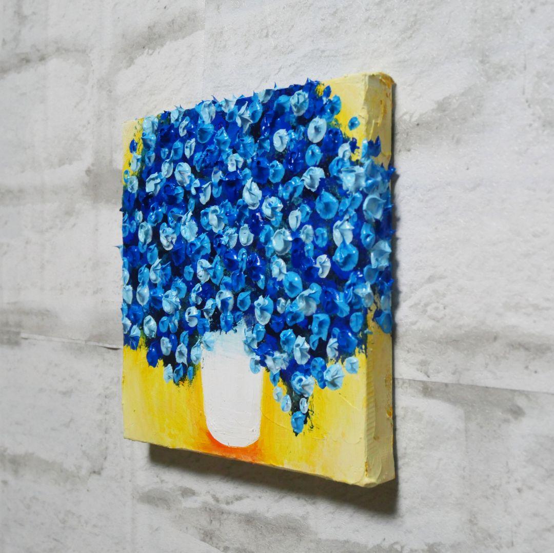 油絵 油彩 油彩画 絵画 アートパネル【青いかすみ草】