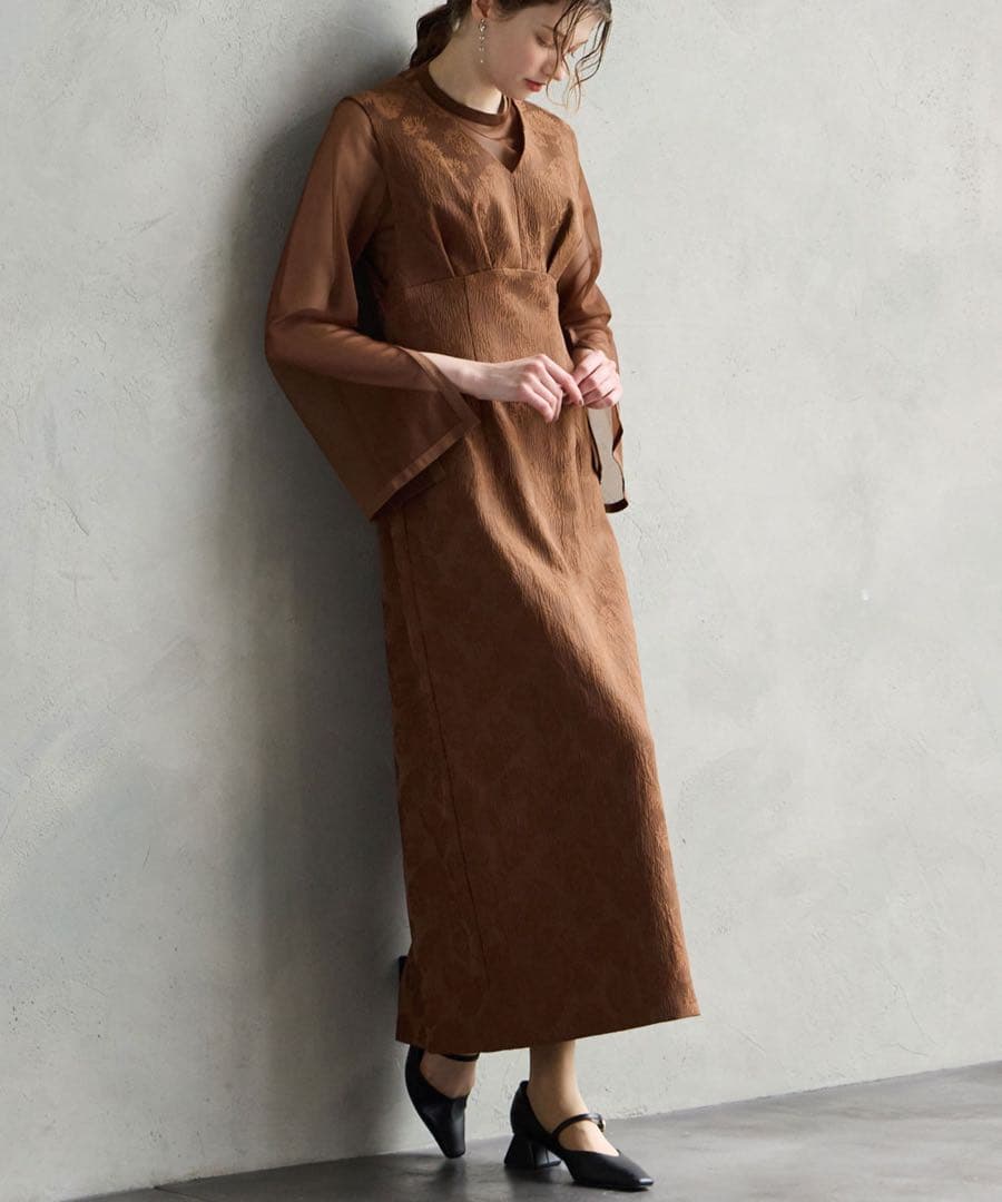 AIMER エメ　チュール ブラウス付きジャガード Iラインドレス　Mサイズ