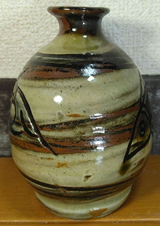 人間国宝 金城次郎 徳利 栞 共箱 美品 壺屋焼 壷屋焼 魚紋徳利 やちむん