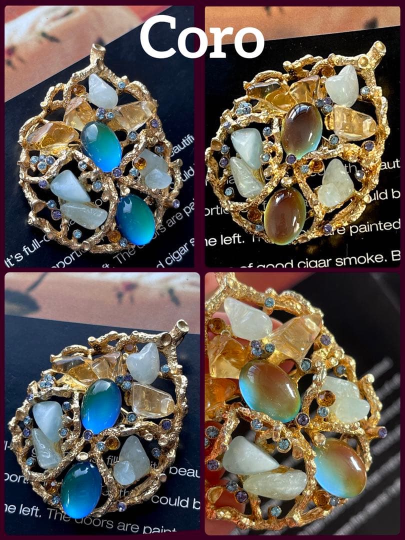 希少！Coro カラーチェンジガラス 2wayヴィンテージブローチ9412