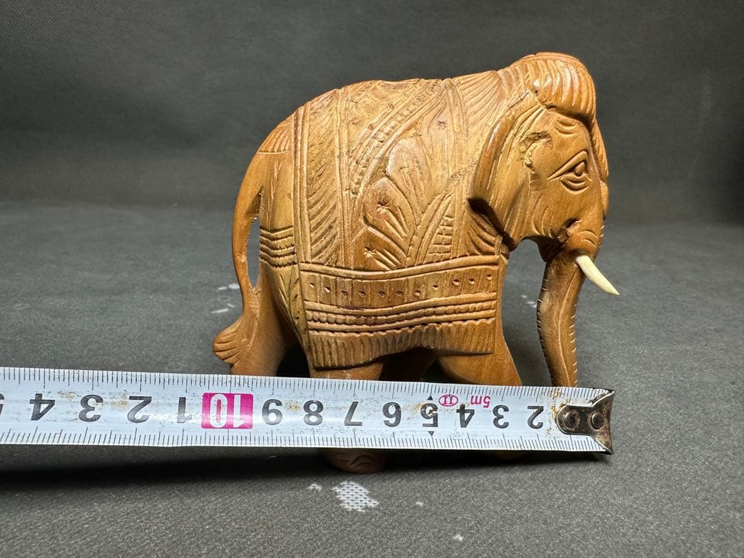 インド　白檀　象　木彫り　骨董 木像　木製　仏教　密教　置物　アンティーク