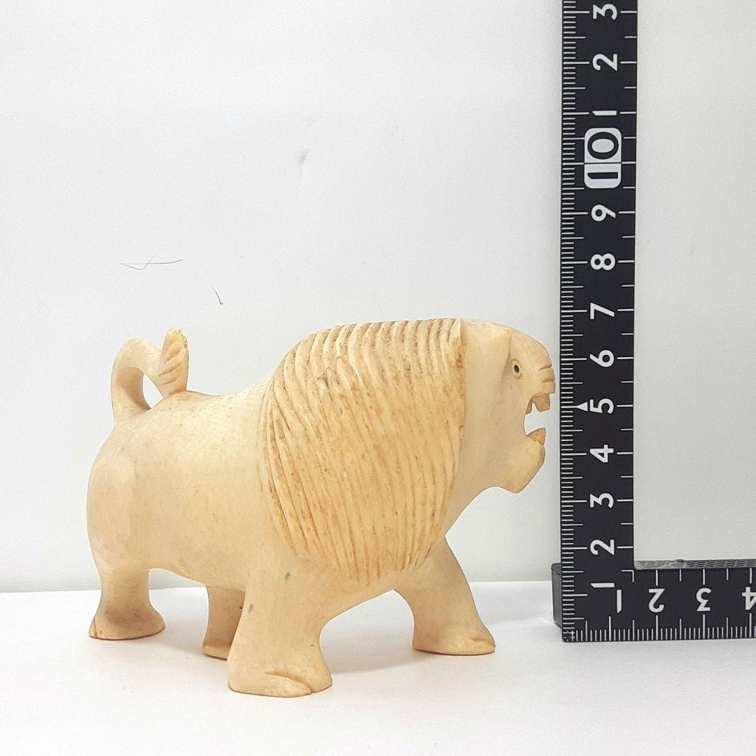 Y667-3 極上 高級彫刻 ライオン細工 置物 2体セット 総重量445g
