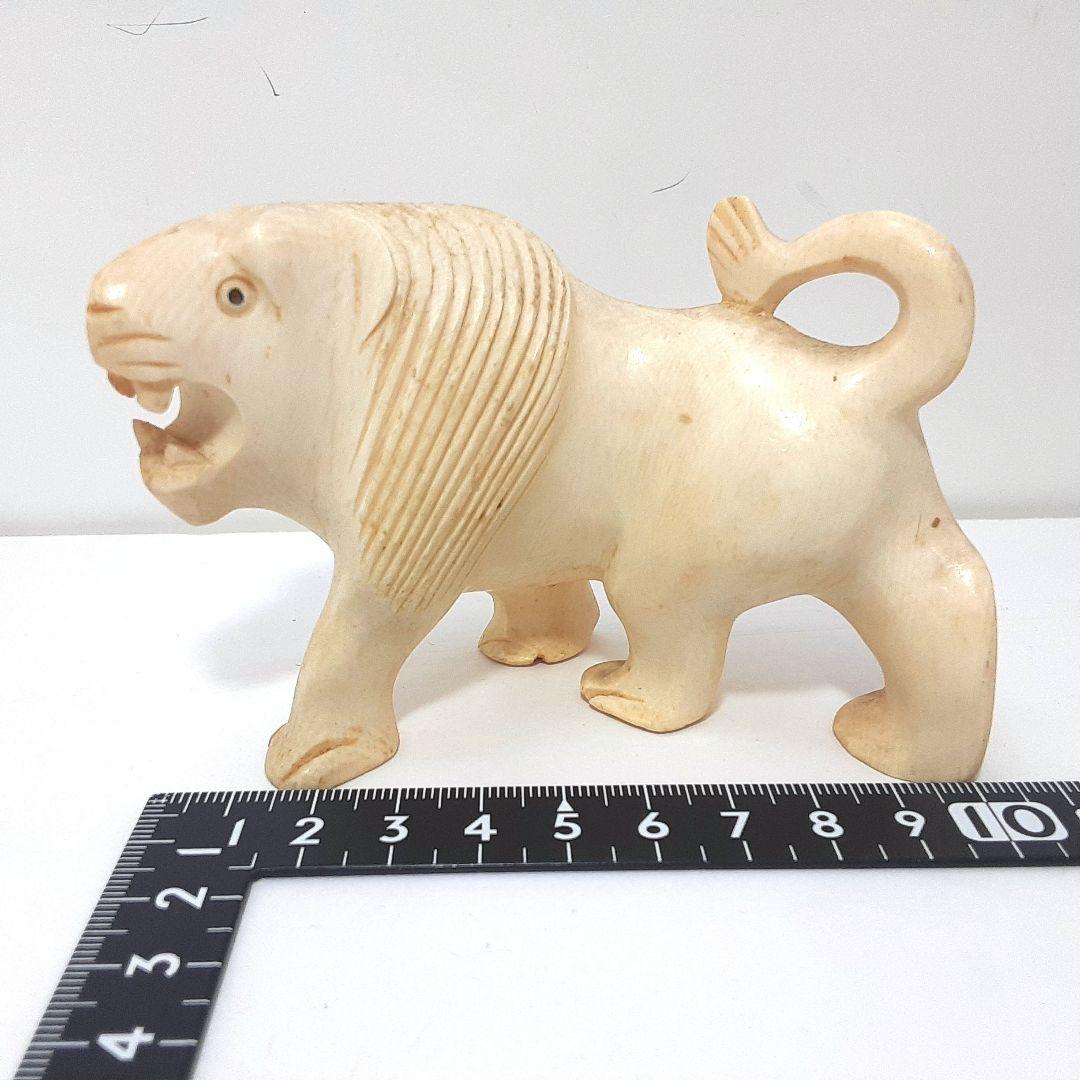 Y667-3 極上 高級彫刻 ライオン細工 置物 2体セット 総重量445g