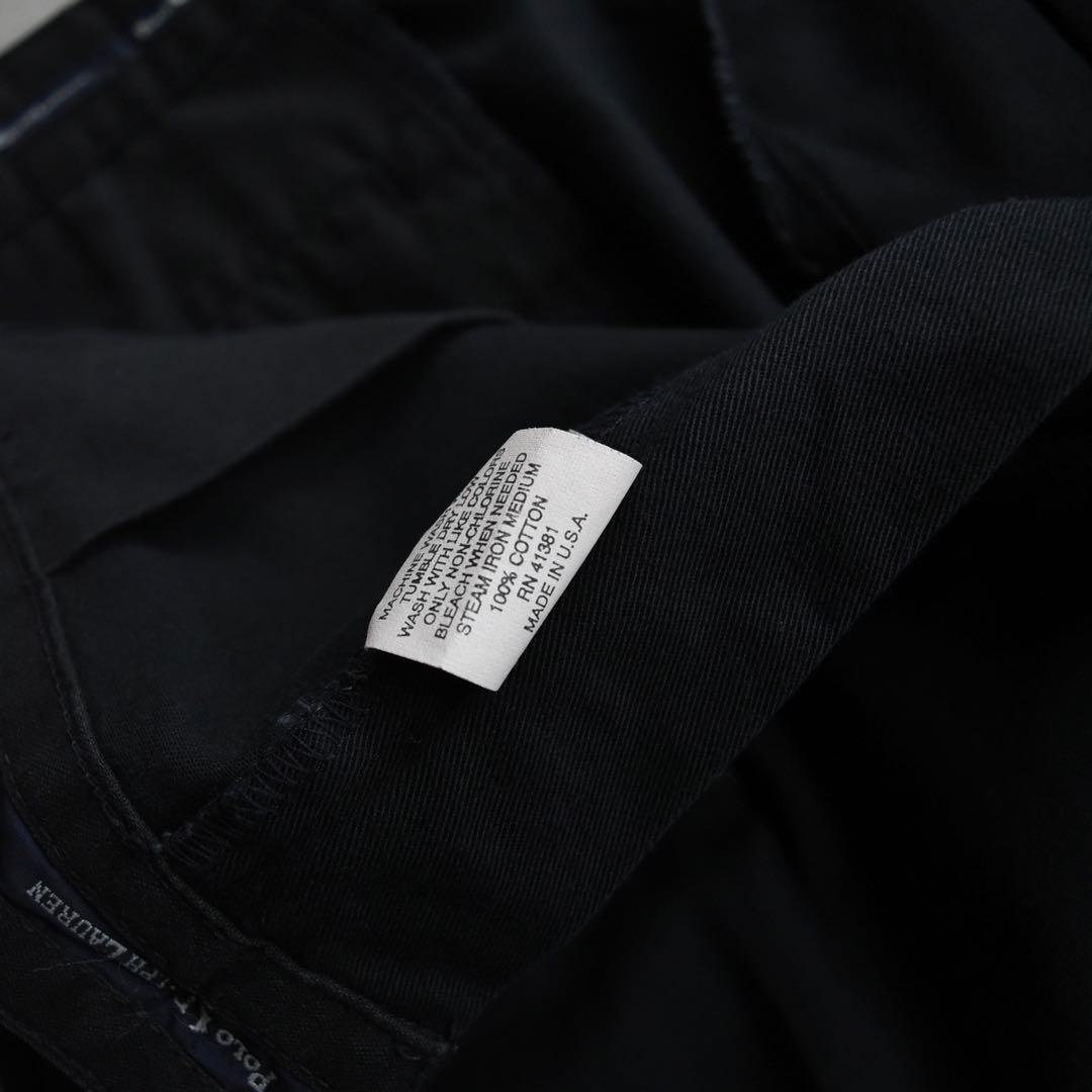 90s ラルフローレン ANDREW PANT ポロチノ黒 タックチノ USA