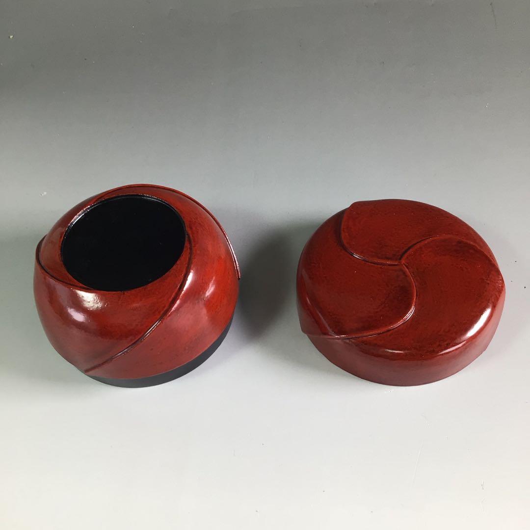 Ｒ４８　棗　『松永忠能(三喜三)作』『溜塗』『大平棗』　共箱　茶道具