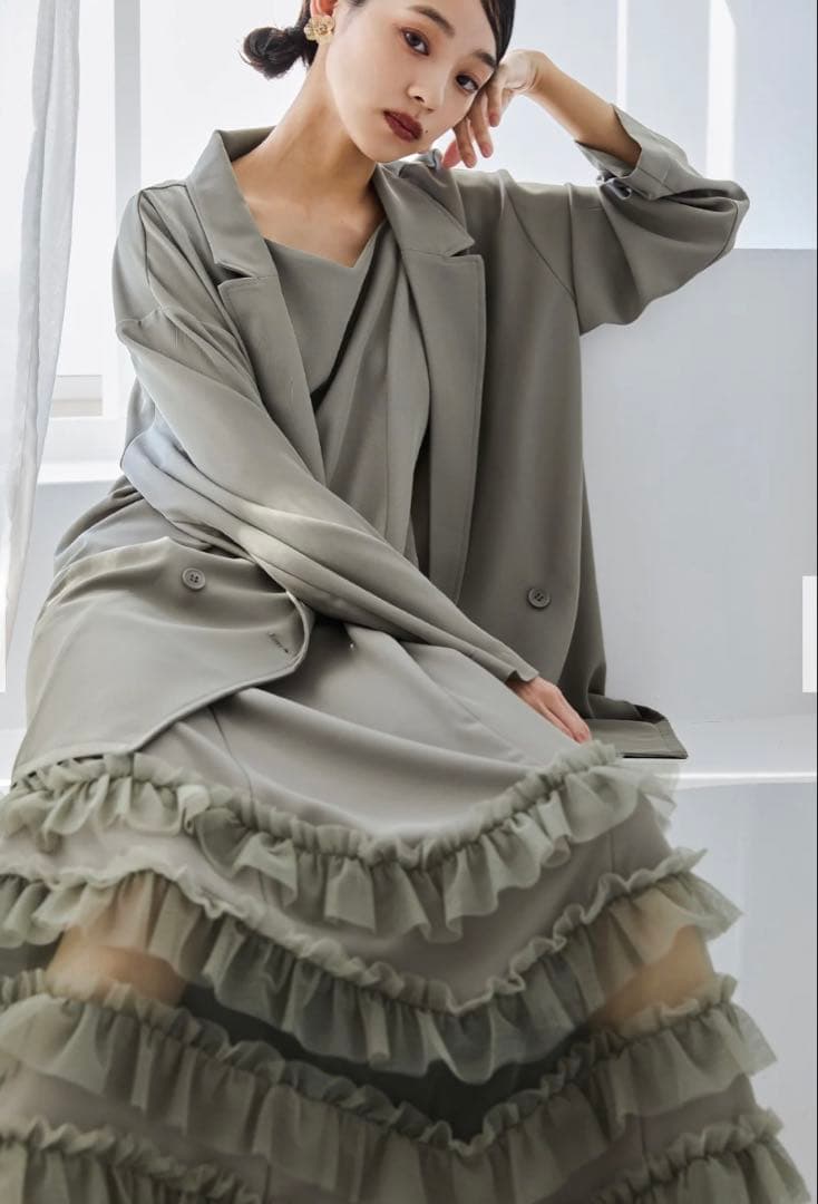 【週末限定値下】niana トランスペアレントヘムセットアップドレス　L