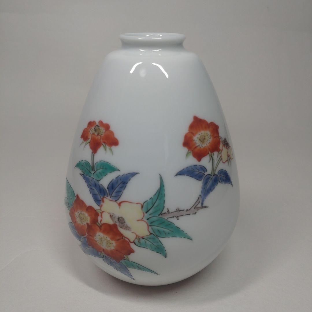 十四代 酒井田柿右衛門 錦 苺花文 一輪差 共箱 栞付／花瓶 花生け 有田焼