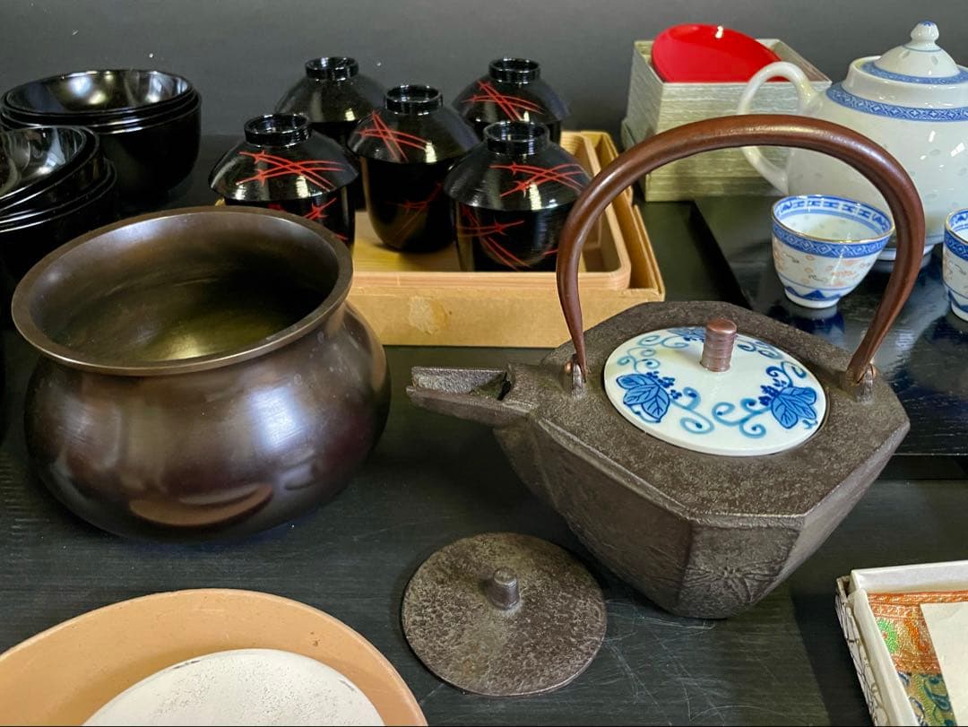 「母」 茶道具 いろいろ まとめて 13種類 銚子 急須 建水 四つ椀 その他