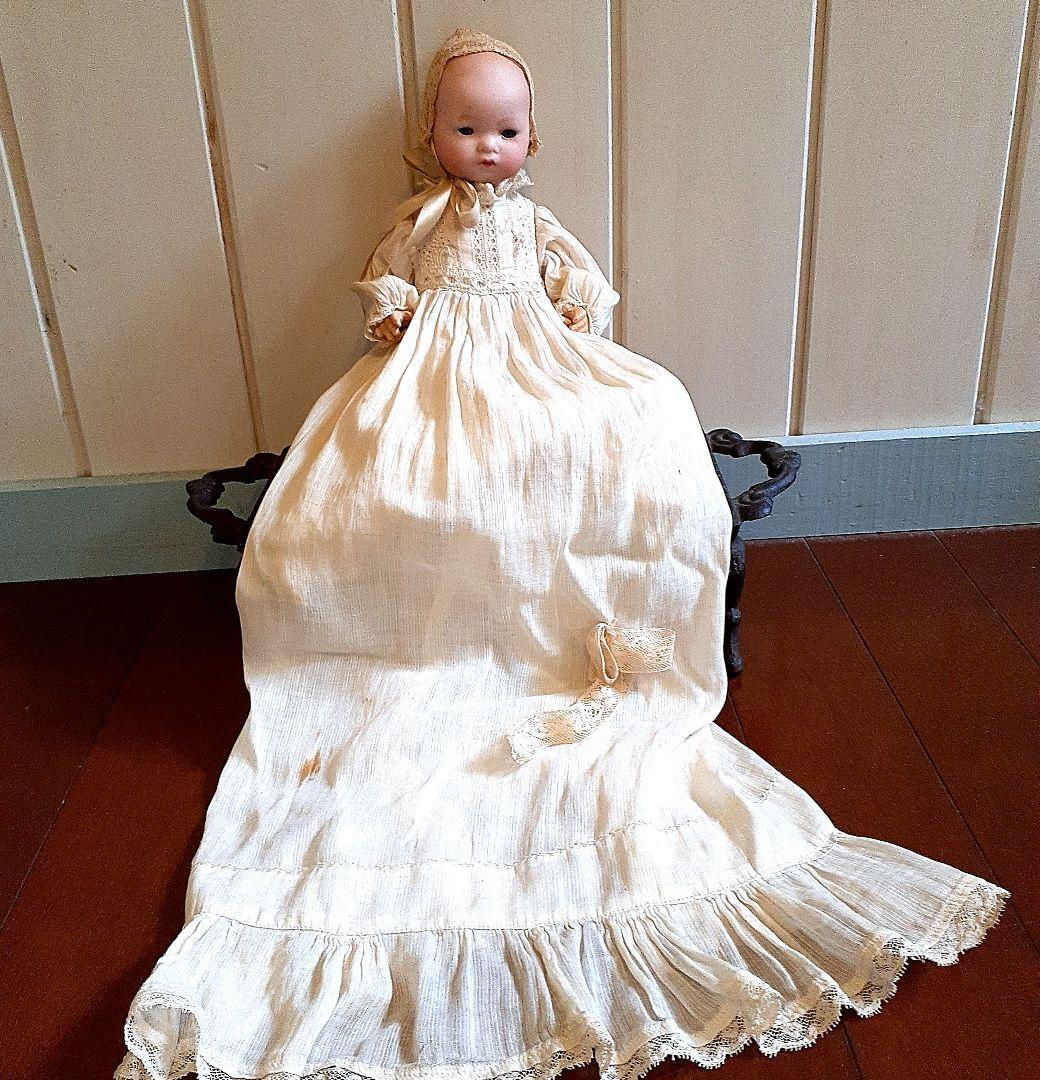 ⭐可愛いです！！目を閉じる！アンティークビスクドール　クッション付き　18