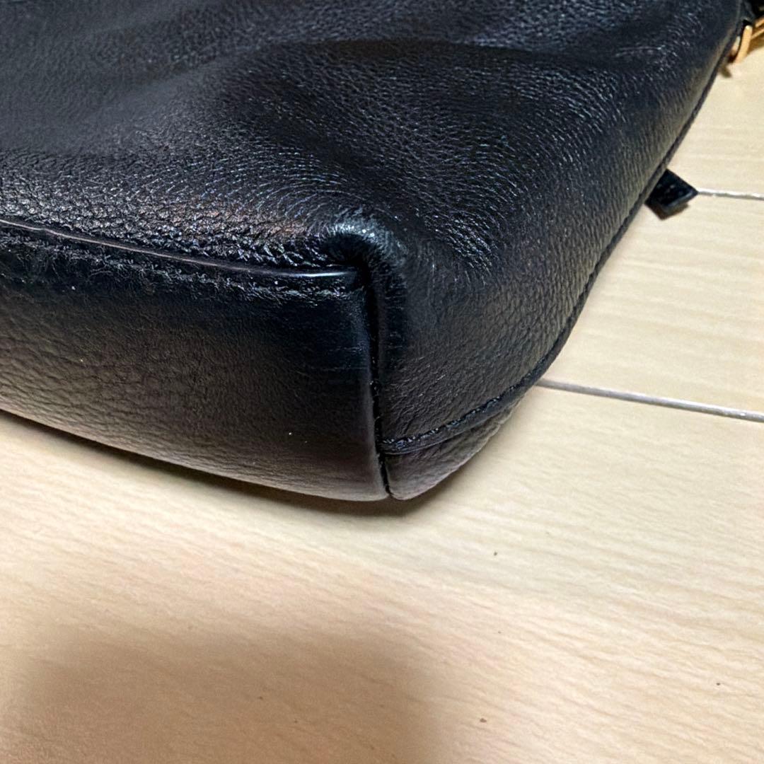 トリーバーチ/ブラックレザーショルダーバッグ 保存袋付き