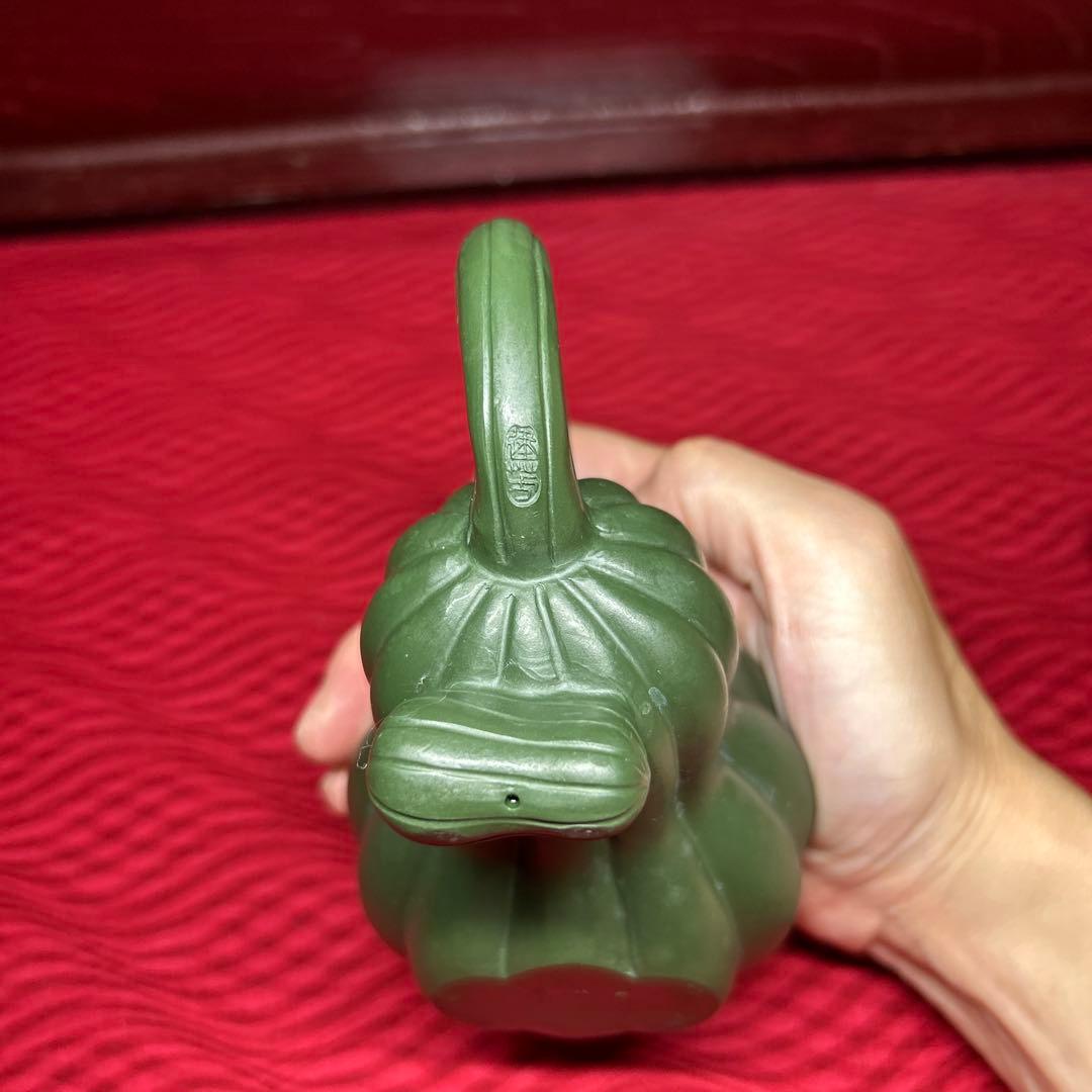 067 骨董品　朱泥南瓜急須　茶壶 　　高建芳製